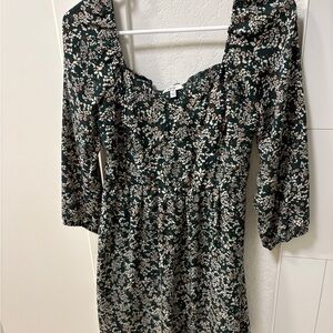 AUW Dark Green Floral Dress